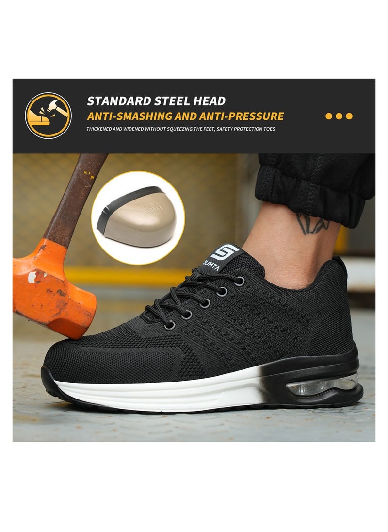 SLIMTA - SLIMTA Men Women Safety Shoes Non-Slip Steel Toe Cap Trainers Mesh Breathable Lightweight Comfortable Puncture Proof Industrial Shoes - Image 1