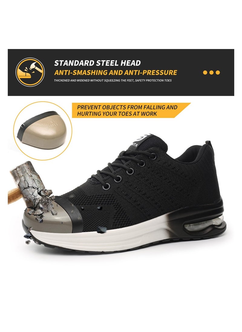 SLIMTA - SLIMTA Men Women Safety Shoes Non-Slip Steel Toe Cap Trainers Mesh Breathable Lightweight Comfortable Puncture Proof Industrial Shoes - Image 1