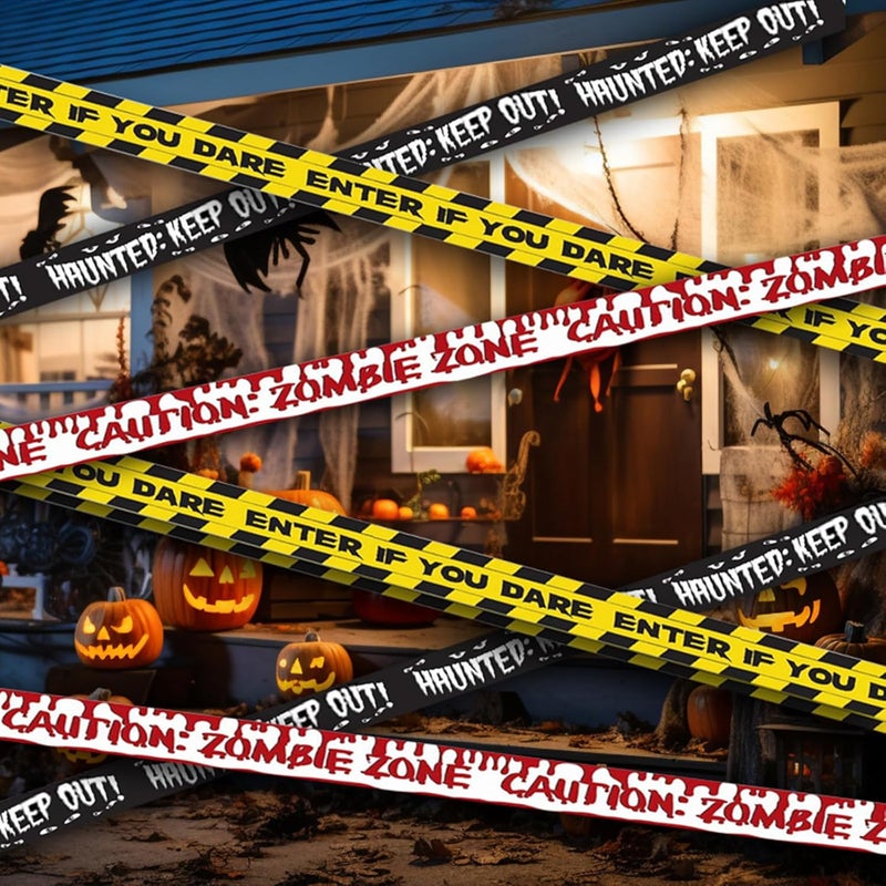 Emopeak Halloween Decorations, 3 Pcs Zombie Caution Tape 3 Inch x 30 Feet, Zombie Posters Pack Fright Tape Bundle for Zombie Party or Halloween Party - Image 3