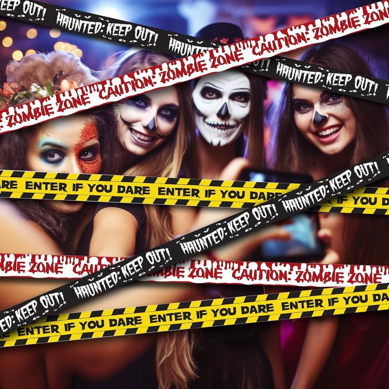 Emopeak Halloween Decorations, 3 Pcs Zombie Caution Tape 3 Inch x 30 Feet, Zombie Posters Pack Fright Tape Bundle for Zombie Party or Halloween Party - Image 2