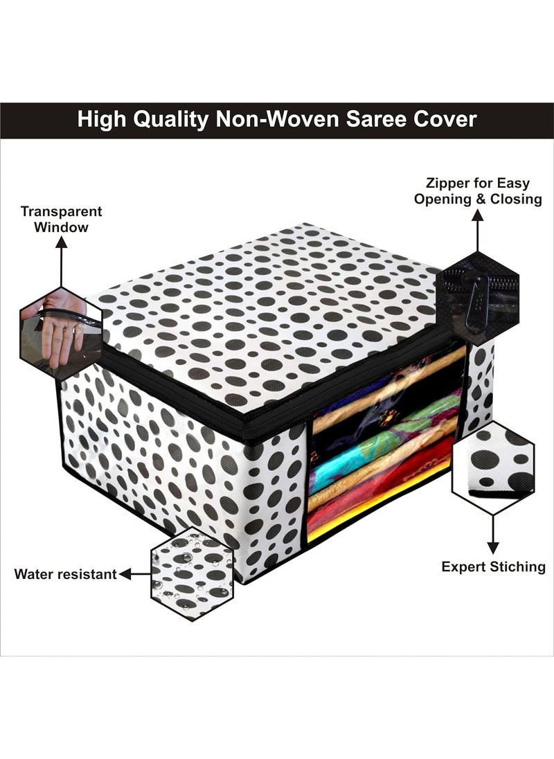 Perpetual Perpetual Saree Organizer For Wardrobe Large Size Foldable Saree Covers With Zip Multipurpose Storage Bag For Suit Lehanga Dress Packing With Transparent Window Pack of 12 Pcs Polka12o  - Image 3