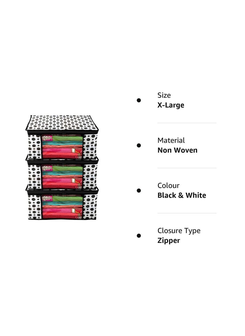 Perpetual Perpetual Saree Organizer For Wardrobe Large Size Foldable Saree Covers With Zip Multipurpose Storage Bag For Suit Lehanga Dress Packing With Transparent Window Pack of 12 Pcs Polka12o  - Image 5