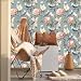 MuralPeel Vintage Blue Pink Peony Floral Bird Peel and Stick Wallpaper Easy Peel Off Self Adhesive Removable Stick on Wall Paper for Kitchen Renter Friendly - Image 2