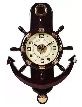 Kadio Analog 38 cm X 26 cm Wall Clock (Brown, with Glass, Standard). - Image 5