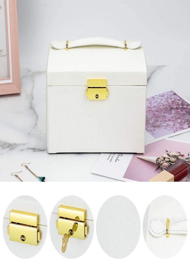 Crobat صندوق مجوهرات كروبات، صندوق مجوهرات جلدي فاخر على الطراز الأوروبي مع درج، صندوق تخزين أقراط مرصعة، صندوق خواتم (متعدد الألوان) - Image 5