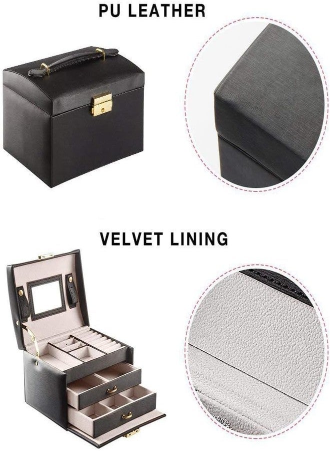 Crobat صندوق مجوهرات كروبات، صندوق مجوهرات جلدي فاخر على الطراز الأوروبي مع درج، صندوق تخزين أقراط مرصعة، صندوق خواتم (متعدد الألوان) - Image 3