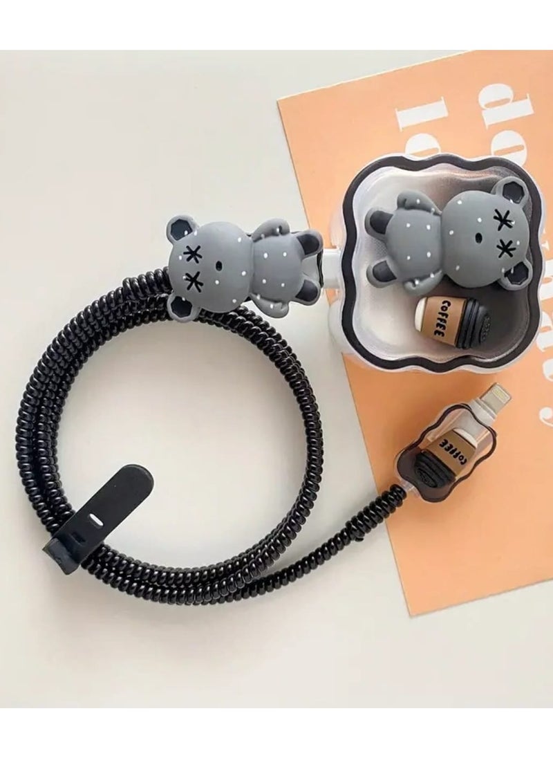 toocki Bear Charger Sleeve for Apple  Charger & Cable - Cute Bear Design, Durable TPU Anti-Breakage Protective Sleeve  - Image 2