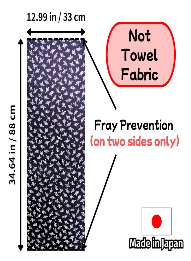 ZEN GIFT ENTERPRISE Tenugui Traditional Towel Made in Japan Fray Prevention 100% Cotton Eco Friendly Kitchen Towel Gift Wrapping Orizuru Crane Pattern White on Navy Blue 34.64" L x 12.99" W (88 × 33 cm). - Image 2