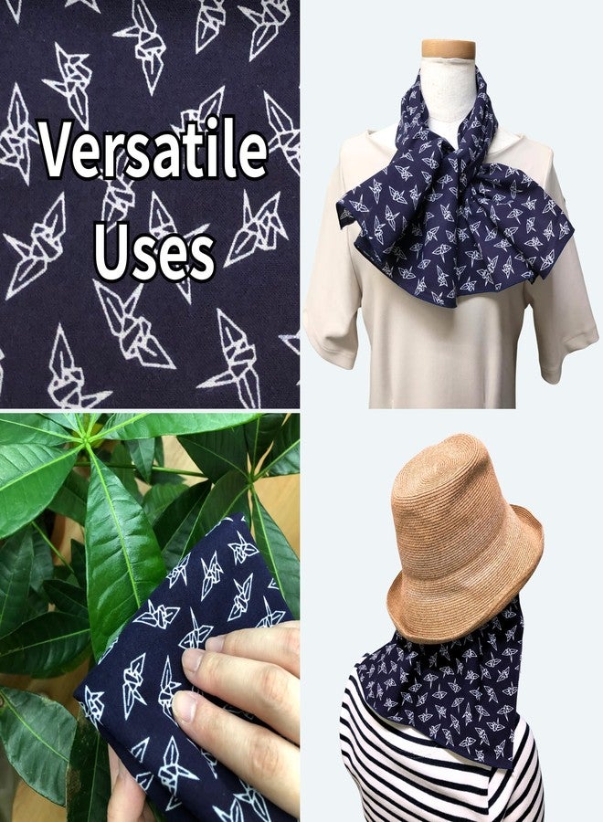 ZEN GIFT ENTERPRISE Tenugui Traditional Towel Made in Japan Fray Prevention 100% Cotton Eco Friendly Kitchen Towel Gift Wrapping Orizuru Crane Pattern White on Navy Blue 34.64" L x 12.99" W (88 × 33 cm). - Image 5