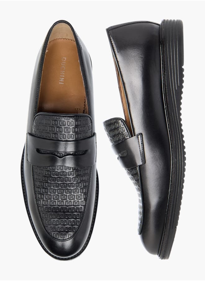 DUCHINI Men's Textured Slip-On Loafers with Cutout Detail  - Image 1