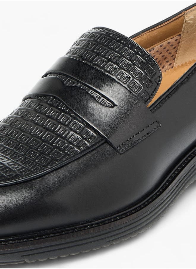 DUCHINI Men's Textured Slip-On Loafers with Cutout Detail  - Image 4