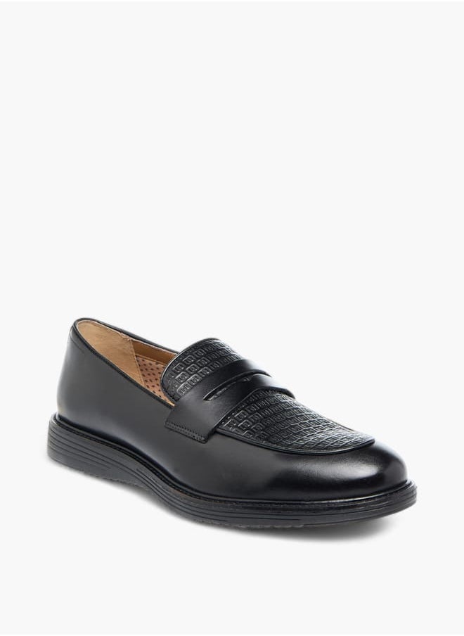 DUCHINI Men's Textured Slip-On Loafers with Cutout Detail  - Image 2