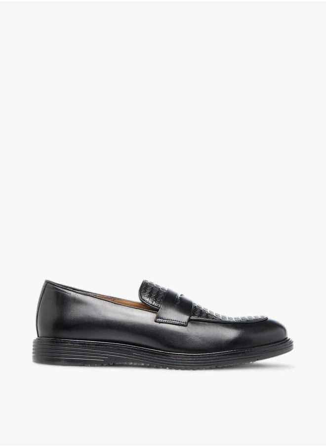 DUCHINI Men's Textured Slip-On Loafers with Cutout Detail  - Image 3