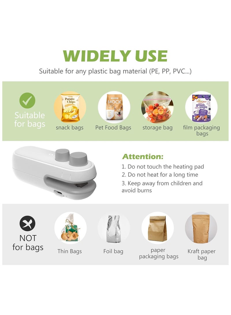 تلاكسكا كاتم تسرب صغير للكيس، آلة منع تسرب محمول قابلة لإعادة الشحن، 2 في 1 كاتم للحرارة وقاطع، كاتم تسرب حراري يدوي للحقائب البلاستيكية، مخزن طعام، وجبة خفيفة وكوكيز طازجة - Image 4