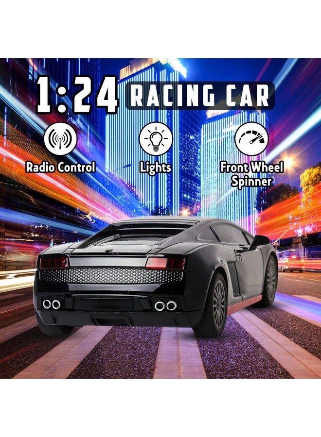 ويمبلي سيارة سباق Wembley RC صغيرة عالية السرعة بمقياس 1:24 قابلة لإعادة الشحن عبر USB للأطفال | سيارة سباق (أسود وأحمر) - Image 5