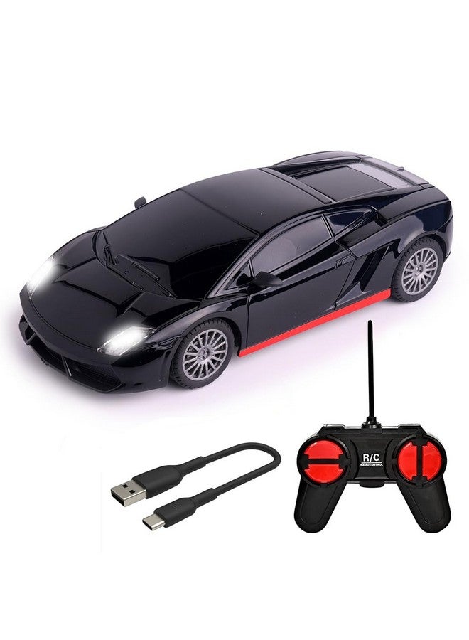 ويمبلي سيارة سباق Wembley RC صغيرة عالية السرعة بمقياس 1:24 قابلة لإعادة الشحن عبر USB للأطفال | سيارة سباق (أسود وأحمر) - Image 1