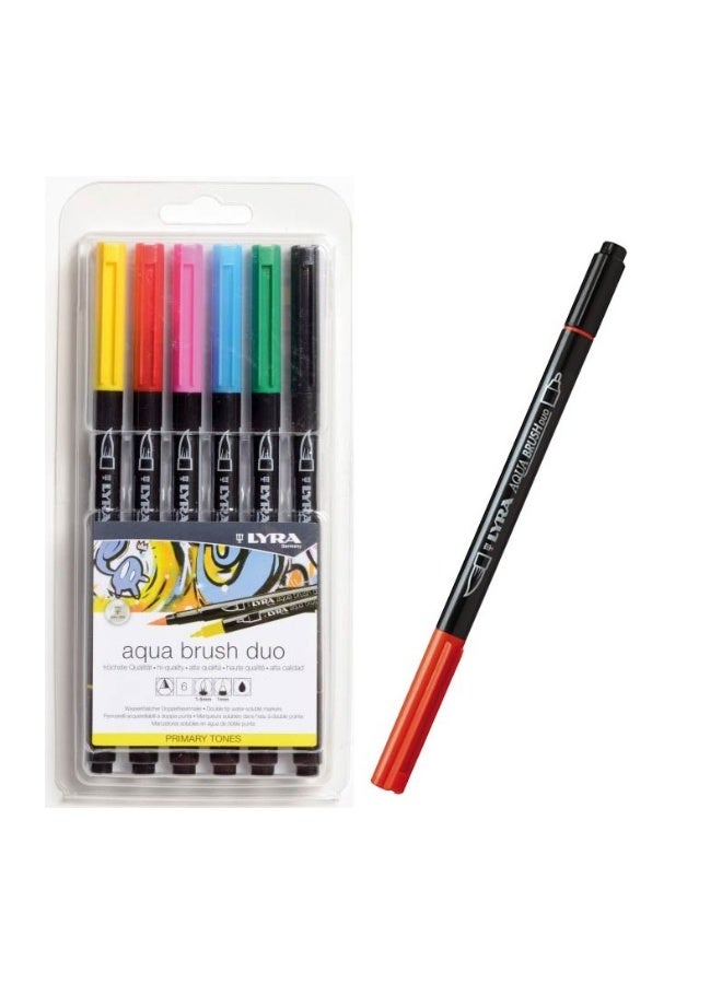 Lyra Aqua Brush Duo Markers - Primary Tones, Set Of 6