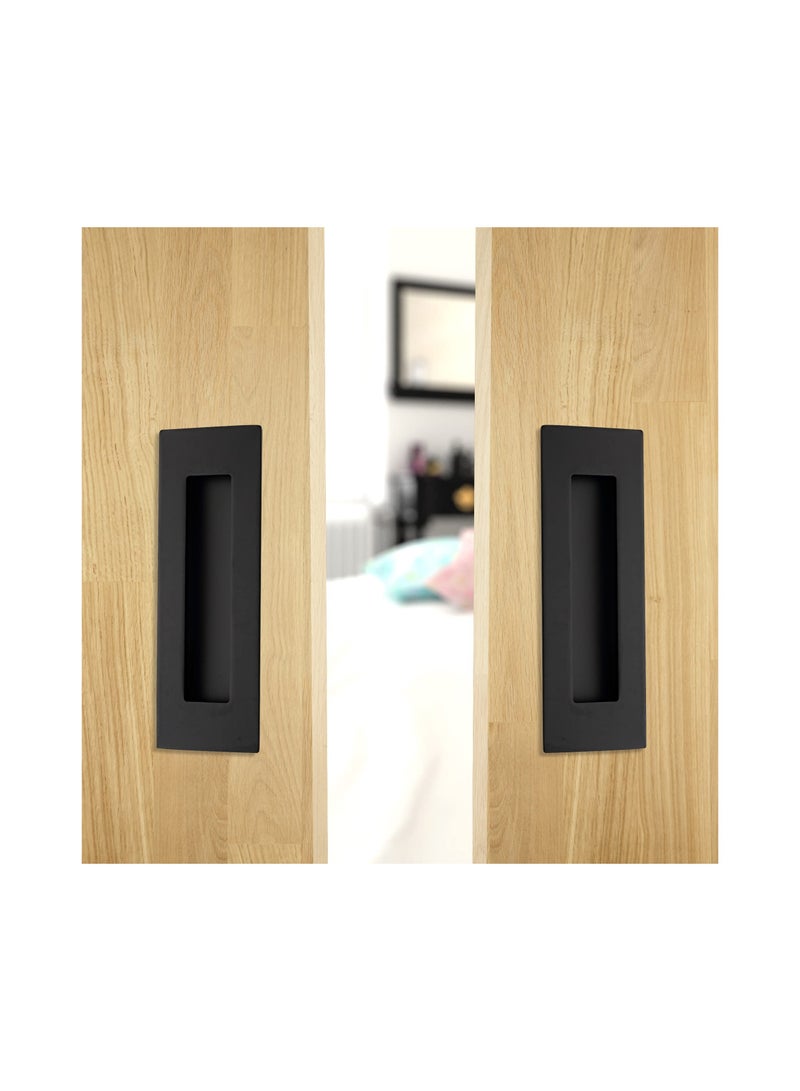 SYOSI Recessed Finger Flush Pulls, 4.75" Black Stainless Steel Knob Handles with Screws, Invisible Handle for Kitchen Cupboard Wardrobe Dresser Barn Door Closet, 2 Pack - Image 2
