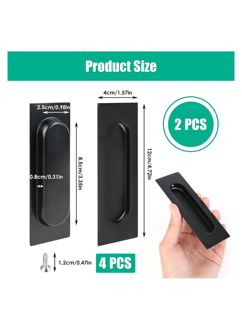 SYOSI Recessed Finger Flush Pulls, 4.75" Black Stainless Steel Knob Handles with Screws, Invisible Handle for Kitchen Cupboard Wardrobe Dresser Barn Door Closet, 2 Pack - Image 5