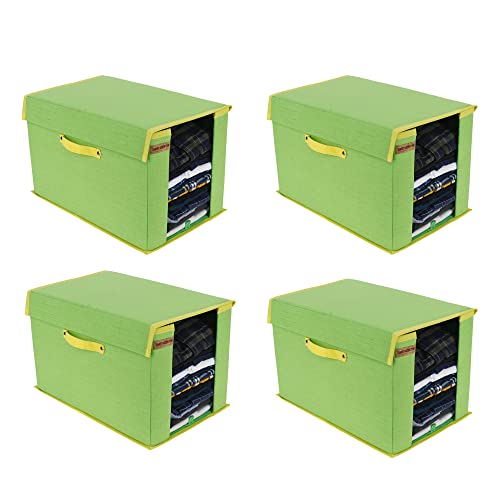 SHREY CREATION Non Woven Premium Shirt Stacker Wardrobe Organizer Cloth Storage Organizer with Lid and Handle (Pack Of 4) - Image 1