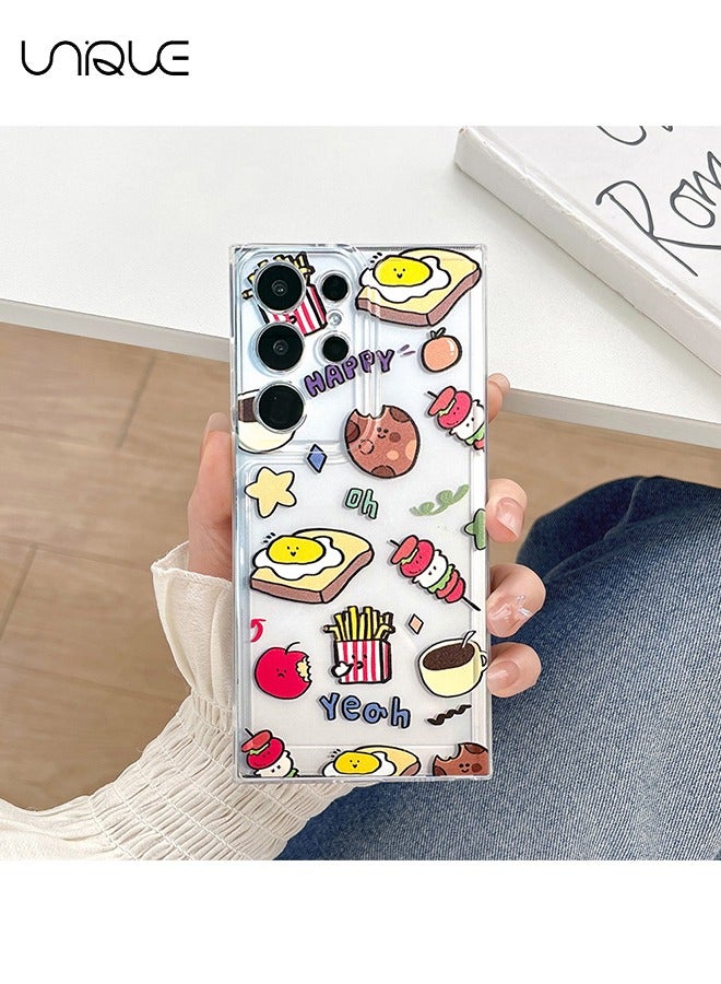 يونيك متوافق مع حافظة هاتف Samsung Galaxy S24 Ultra ، وحافظة هاتف Toast Egg ، وحافظة هاتف نمط الطعام ، وحافظة هاتف TPU فائقة النحافة مقاومة للصدمات - Image 1