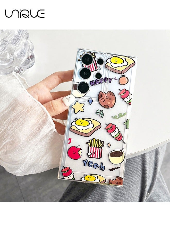 يونيك متوافق مع حافظة هاتف Samsung Galaxy S24 Ultra ، وحافظة هاتف Toast Egg ، وحافظة هاتف نمط الطعام ، وحافظة هاتف TPU فائقة النحافة مقاومة للصدمات - Image 4