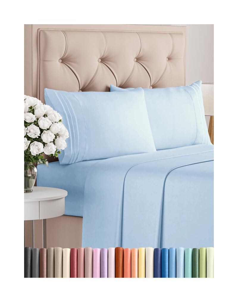 CGK Unlimited King Size 4 Piece Sheet Set  Comfy Breathable  Cooling Bed Sheets Set  Hotel Luxury Bedding for Women Men Kids  Teens  Deep Pockets EasyFit Super Soft  Wrinkle Free  OekoTex  Light Blue 