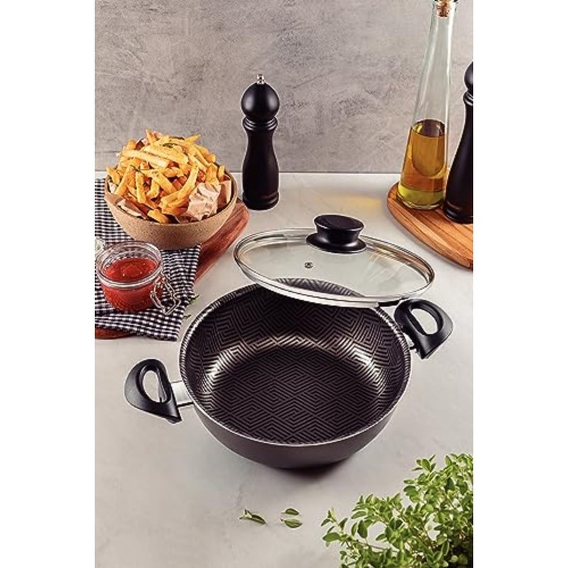 Paris Texture 26cm 3.6L Black Aluminum Skillet with Interior and Exterior Starflon Max PFOA Free Nonstick Coating - Image 5
