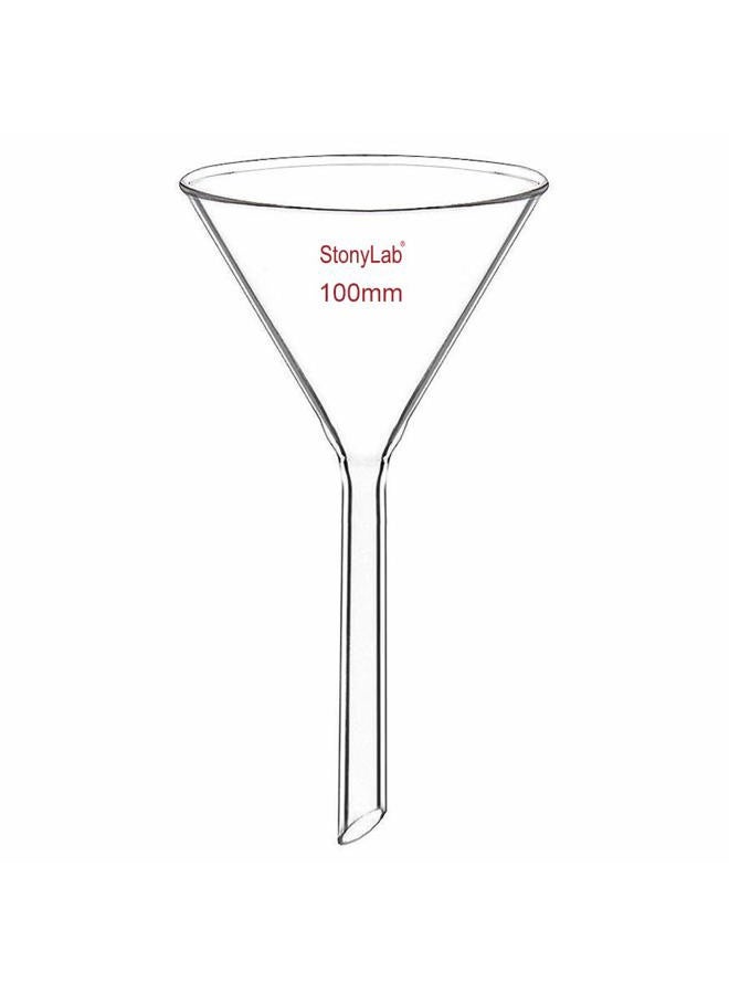 stonylab 1-Pack Glass Funnel, Heavy Wall Borosilicate Glass Funnel, 100mm Diameter and 100mm Stem Length - Image 1