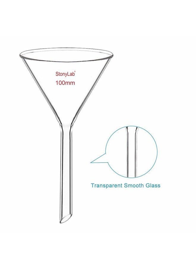 stonylab 1-Pack Glass Funnel, Heavy Wall Borosilicate Glass Funnel, 100mm Diameter and 100mm Stem Length - Image 3