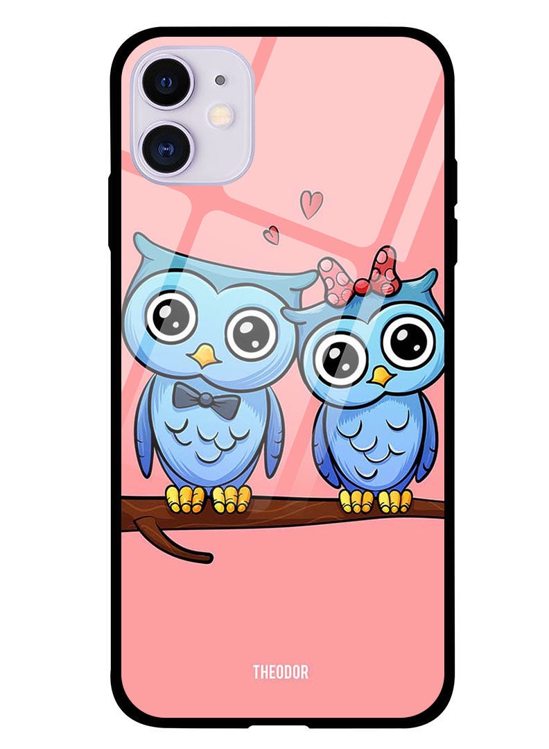 Theodor Protective Tempered Glass Case Cover IPHONE 12 6.1  Owls - Image 1