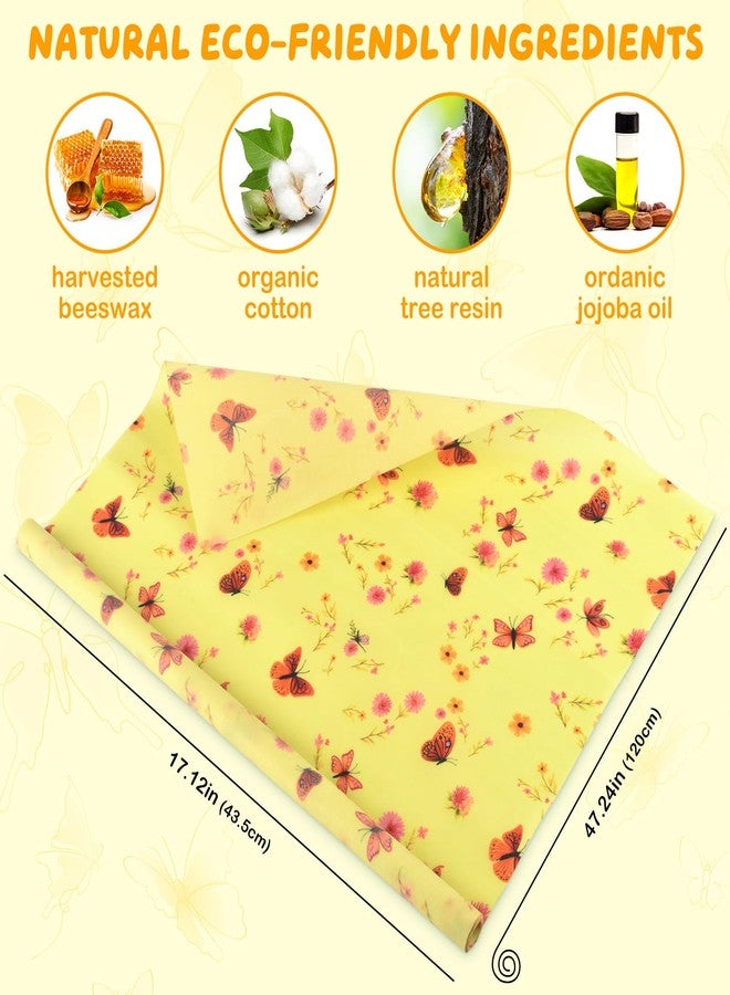 ERKOON Reusable Beeswax Wraps 17 x 47 Inch Large Beeswax Food Wraps Eco-Friendly Sustainable Organic Cotton Food Storage Wraps for Sandwich, Cheese, Bread, Snacks (Butterfly) - Image 2