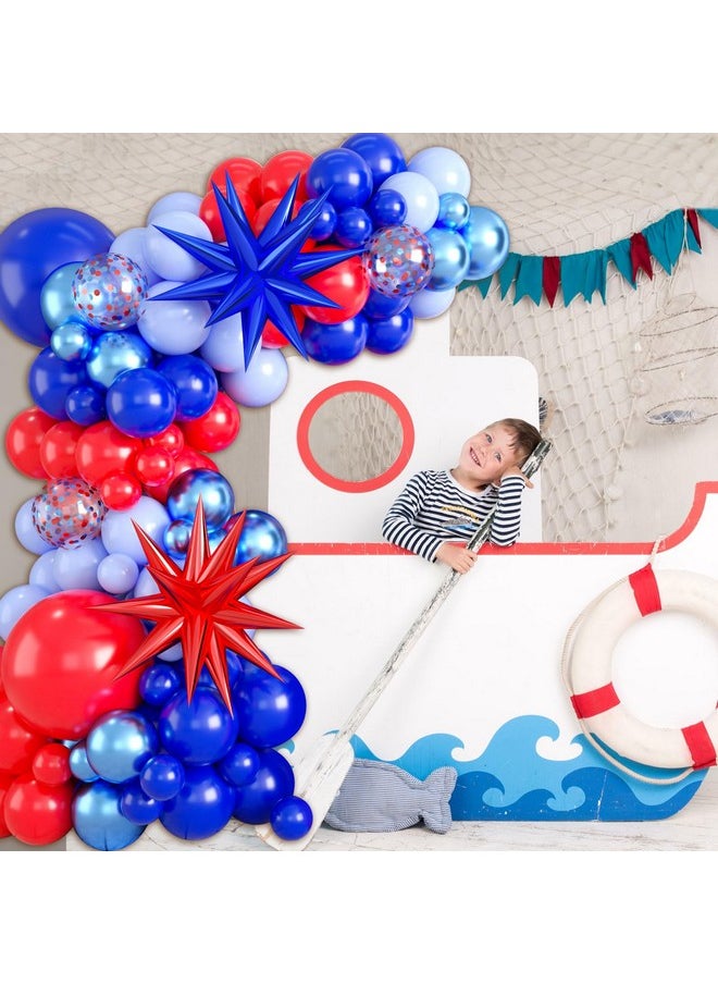 Biapian - Red And Blue Balloon Garland Arch Kit, 111 Pcs Red Blue Confetti Balloons Baby Blue Metallic Blue Latex Balloons Foil Star For Kids Birthday Baby Shower Circus Carnival Theme Party Decoration - Image 1