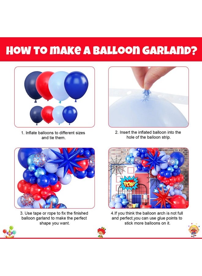Biapian - Red And Blue Balloon Garland Arch Kit, 111 Pcs Red Blue Confetti Balloons Baby Blue Metallic Blue Latex Balloons Foil Star For Kids Birthday Baby Shower Circus Carnival Theme Party Decoration - Image 1