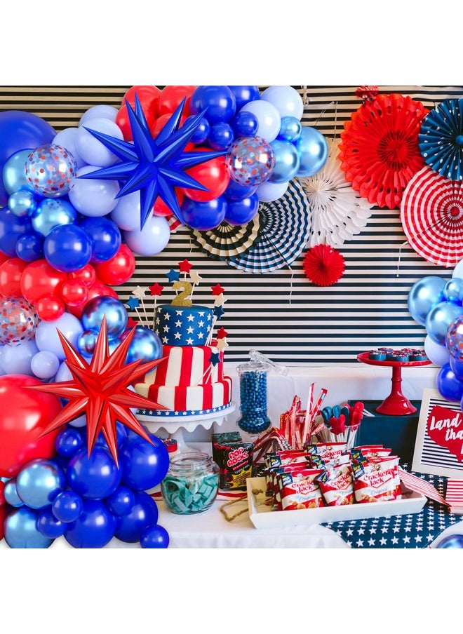 Biapian - Red And Blue Balloon Garland Arch Kit, 111 Pcs Red Blue Confetti Balloons Baby Blue Metallic Blue Latex Balloons Foil Star For Kids Birthday Baby Shower Circus Carnival Theme Party Decoration - Image 1