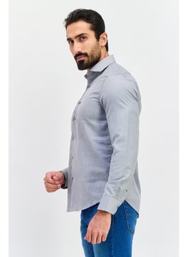 Denim  Flower x Ricky Singh Men Regular Fit Textured Long Sleeves Casual Shirt, Grey  - Image 2