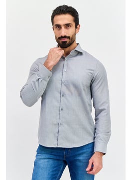 Denim  Flower x Ricky Singh Men Regular Fit Textured Long Sleeves Casual Shirt, Grey  - Image 1