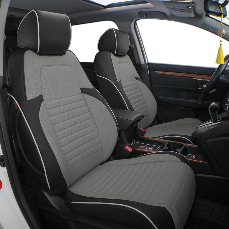EKR Custom Fit Leather Seat Covers for Honda CRV 2015-2016 - Full Set (Black/Gray) - Image 1