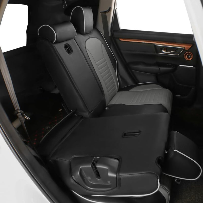 EKR Custom Fit Leather Seat Covers for Honda CRV 2015-2016 - Full Set (Black/Gray) - Image 5