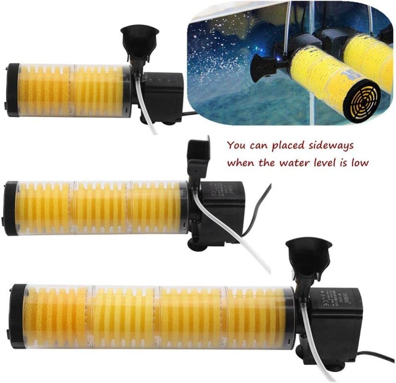 VAYINATO فلتر حوض السمك ® BL-8500F، يصل إلى 5 أقدام - فلتر طاقة غاطس لحوض السمك 35 واط - 3 في 1 ترشيح، أكسجة وتدفق المياه 4 طبقات من Petzlifeworld - Image 5