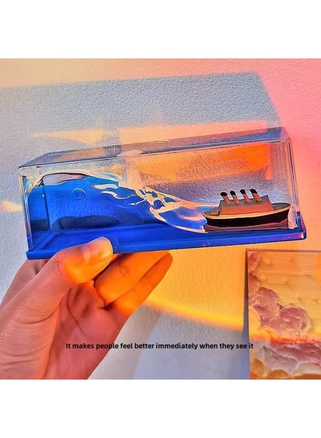 Unsinkable Titanic Fluid Drifting Bottle Ornaments Birthday Gift Couple Small Creative Desktop Drifting Boat-Color:Titanic Cruise Ship (color Box)  - Image 4