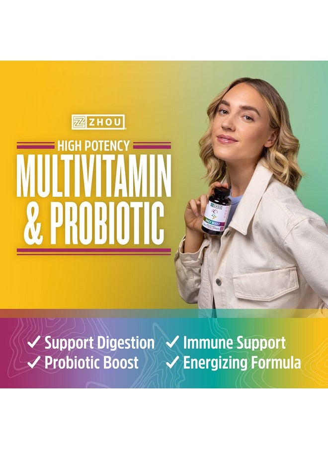 Zhou Nutrition Daily Boost Multivitamin With Probiotic Zinc Vitamin C D3 B Complex For Immune Support Energy And Digestive Health ; Vegan Gluten Free Soy Free ; 30 Servings  - Image 5