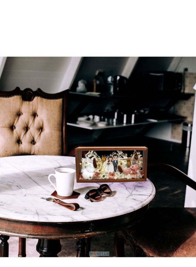 إطار صور ظل خشبي مزدوج الجوانب صناديق تخزين زجاج باربلكس عالي الدقة زجاج مقاوم للكسر ودرج للزهور المجففة والعينات والحرف اليدوية والصور - Image 2