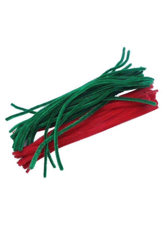 SOWAKA 50 Pcs Pipe Cleaner Chenille Stems Soft Solid Color for DIY Crafting Project Art Christmas Theme Thanksgiving Parties Decoration Home School Projects (Green and Red) - Image 1