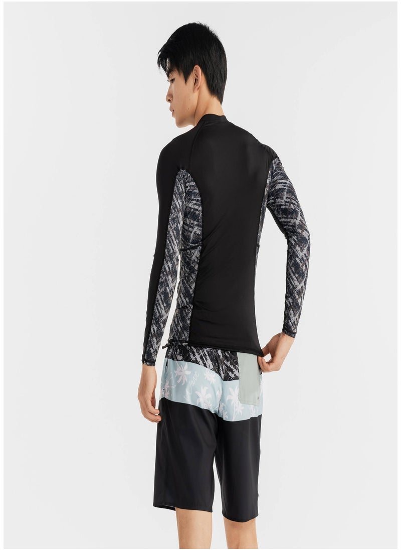OLAIAN OLAIAN by DECATHLON, Men’s surfing UV protection top BRUSH BLK  - Image 2
