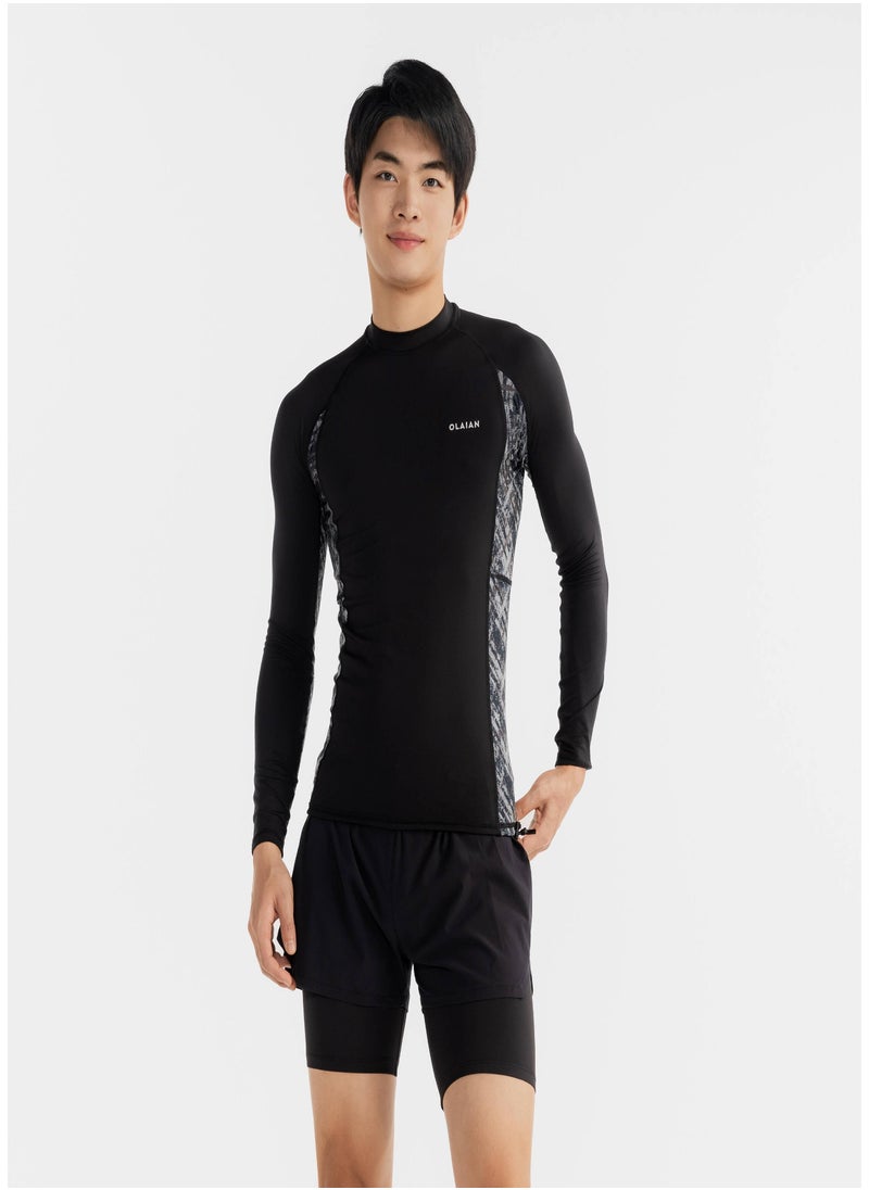 OLAIAN OLAIAN by DECATHLON, Men’s surfing UV protection top BRUSH BLK  - Image 1