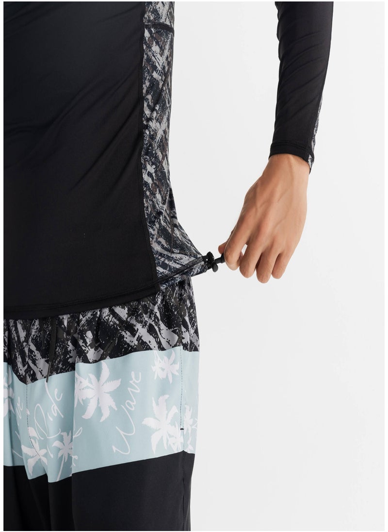 OLAIAN OLAIAN by DECATHLON, Men’s surfing UV protection top BRUSH BLK  - Image 3