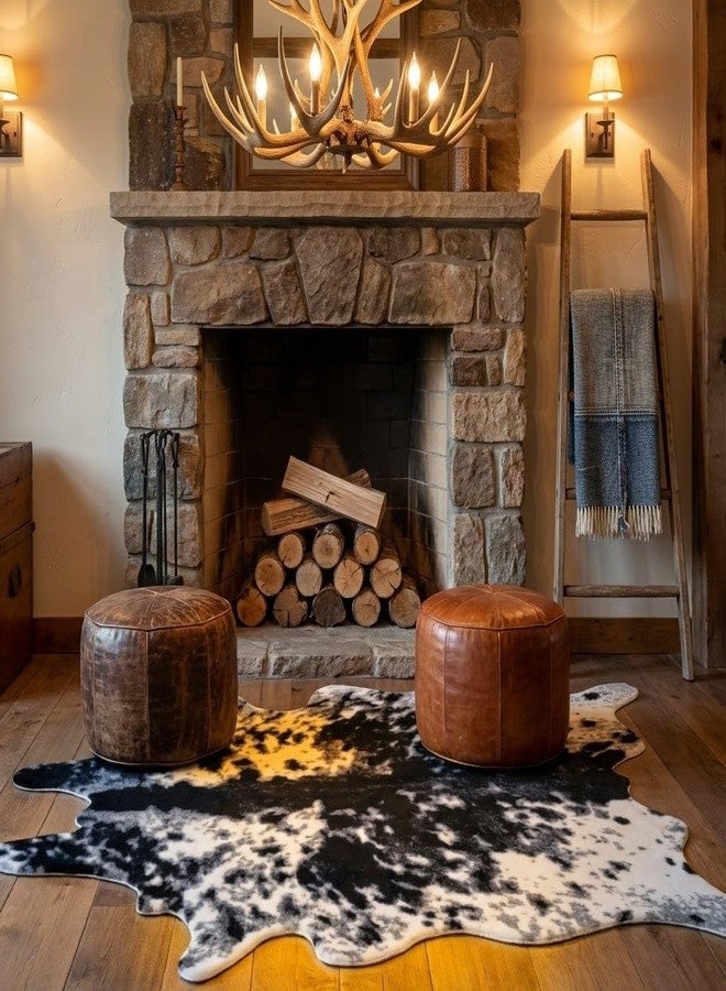 MustMat Faux Cowhide Rug Cow Print Rug Western Cowhide Area Rugs for Living Room (Black and White, 2.6ft x 4.1ft) - Image 4