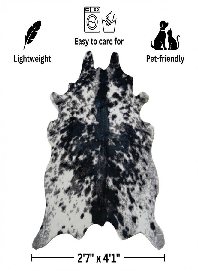 MustMat Faux Cowhide Rug Cow Print Rug Western Cowhide Area Rugs for Living Room (Black and White, 2.6ft x 4.1ft) - Image 2