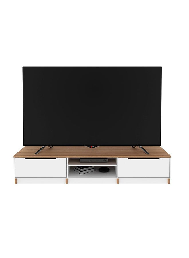 DANUBE HOME Royan Large Tv Cabinet With 2 Drawers Up To 98 Inches Entertainment Wall Tv Unit Wooden Tv Rack Stand Media Console For Living Room L 230x55.3x42.7 Cm Light Brown/White  - Image 3